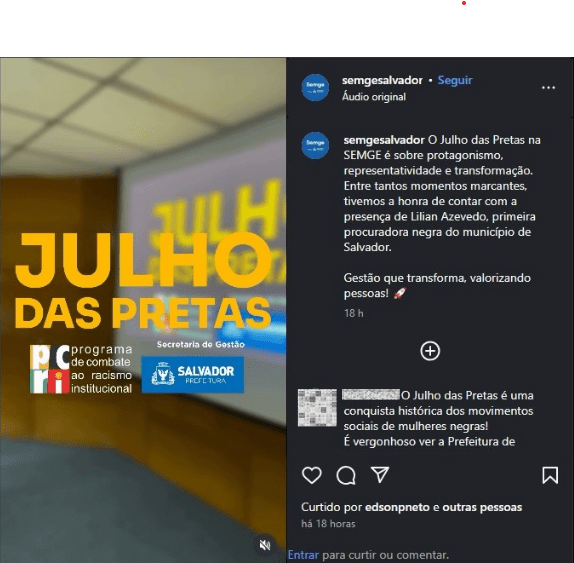 Secretaria Municipal de Gestão da Prefeitura de Salvador é acusada de fazer uso indevido do nome “Julho das Pretas”
