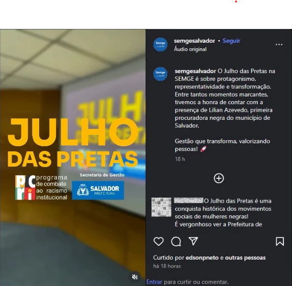 Secretaria Municipal de Gestão da Prefeitura de Salvador é acusada de fazer uso indevido do nome “Julho das Pretas”