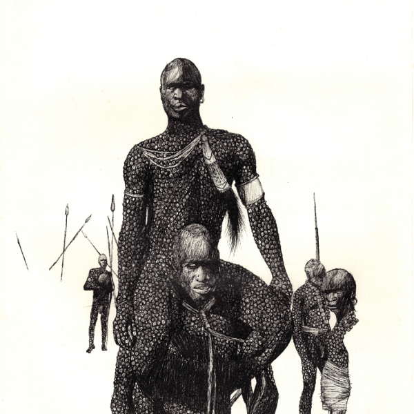 Exposição gratuita reúne ilustrações em bico de pena sobre ancestralidade negra no Recife (PE)