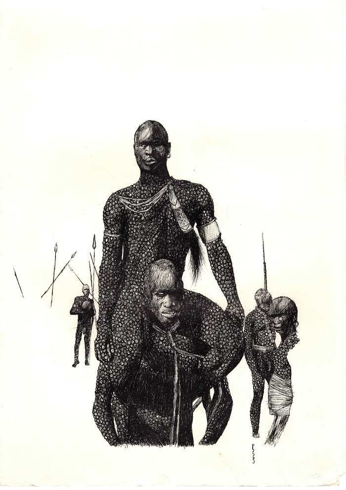 Exposição gratuita reúne ilustrações em bico de pena sobre ancestralidade negra no Recife (PE)